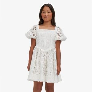 Bardot Junior White Eyelet Puff Sleeve Dress (Girls)